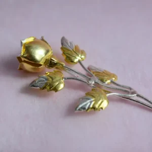 Auric Petal Gold Tinted Silver Brooch
