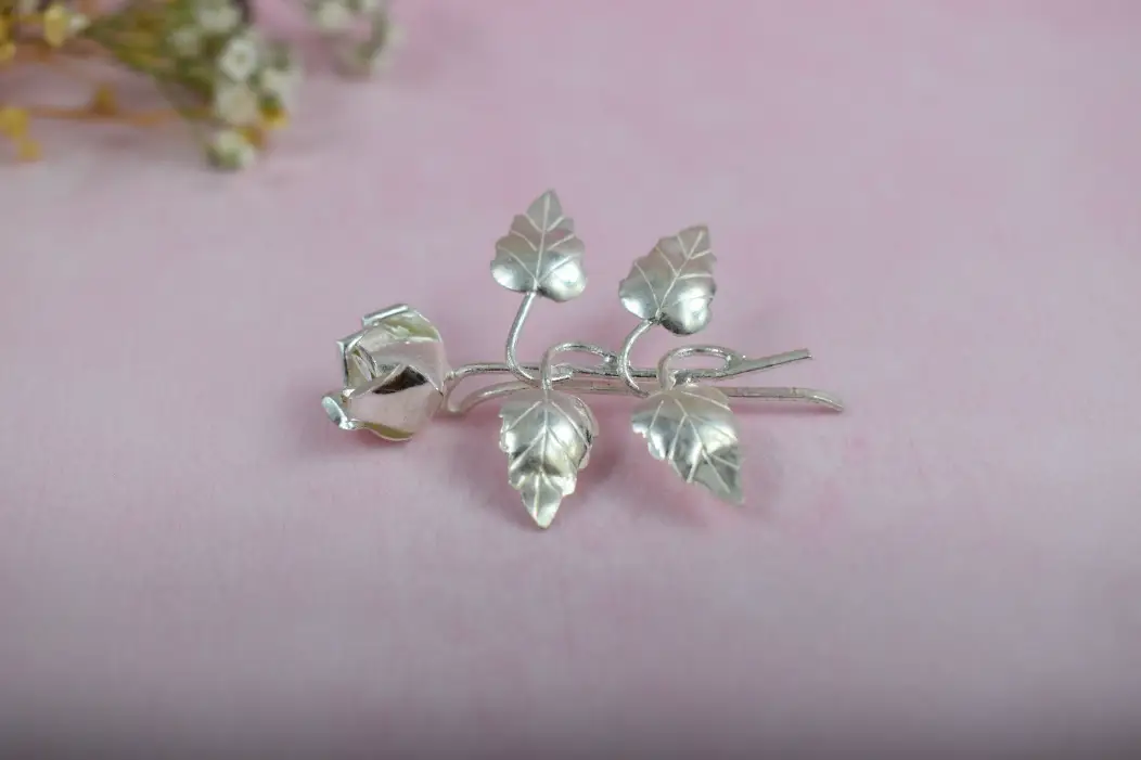 Auric Petal Tinted Silver Brooch