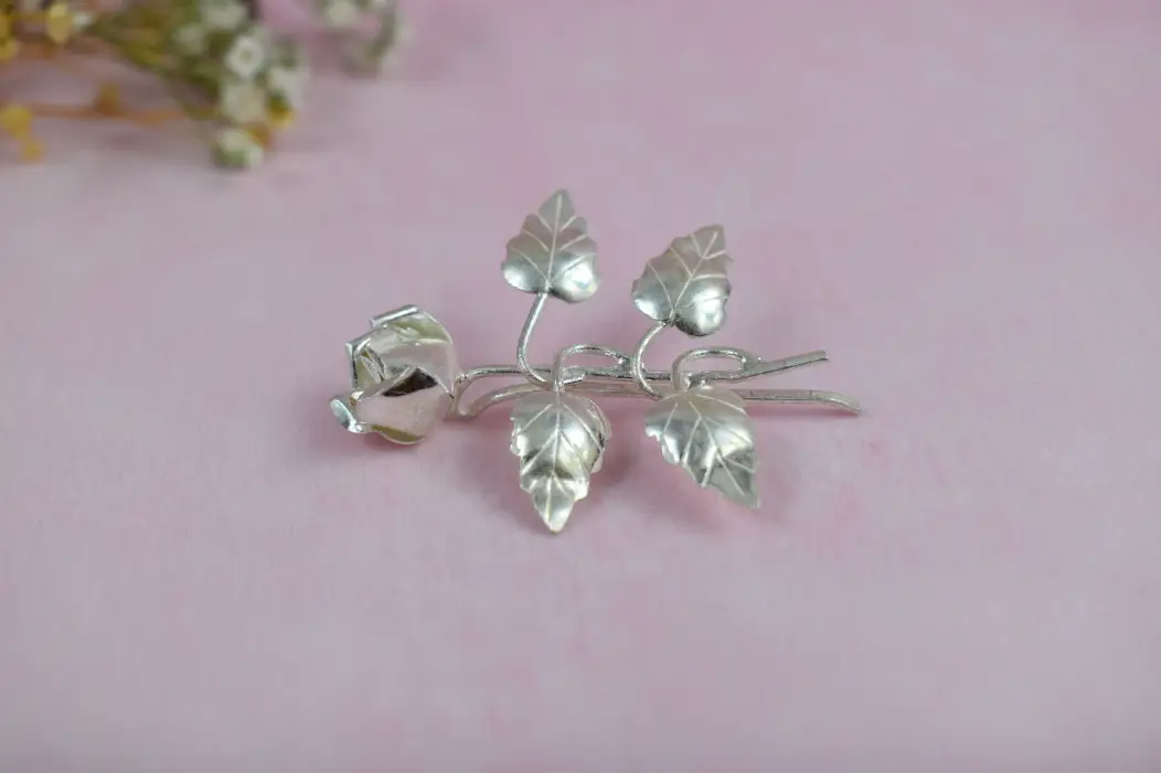 Auric Petal Tinted Silver Brooch
