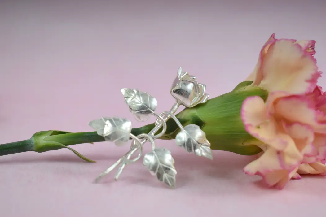 Auric Petal Tinted Silver Brooch