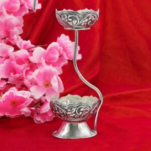 Aurumé Twin Bloom Silver Candle Stand
